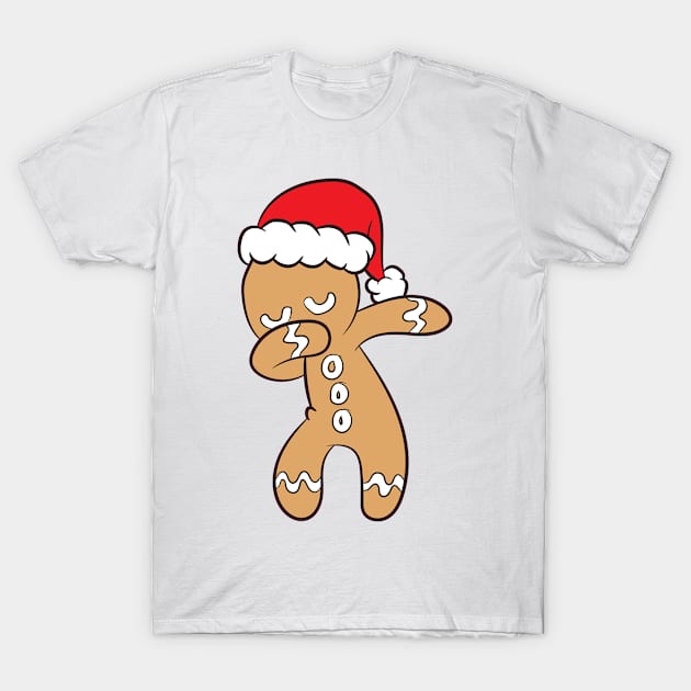 Christmas Gingerbread With Santa Hat Dabbing Gingerbread T-Shirt by EQDesigns